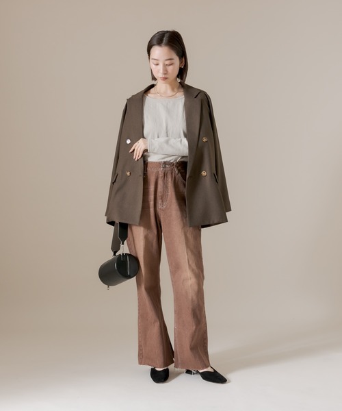 mline（エムライン）の「[mline] チビ長袖ロングTシャツ（Tシャツ/カットソー・レディース・チャコールグレー/ブラック/ベージュ/グリーン/ピンク/オフホワイト/レッド/ブルー・FREE）」の13枚目の写真