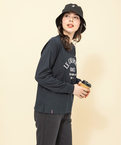 le coq sportif（ルコックスポルティフ）の「ルコック ヘランカハイゲージニットロングスリーブシャツ スポーツウエア レディース 長袖シャツ 吸汗速乾 UVカット エコ トレーニングウエア（Tシャツ/カットソー・レディース・ホワイト/ブラック/ネイビー/ブラウン・M/XL/S/L）」の8枚目の写真