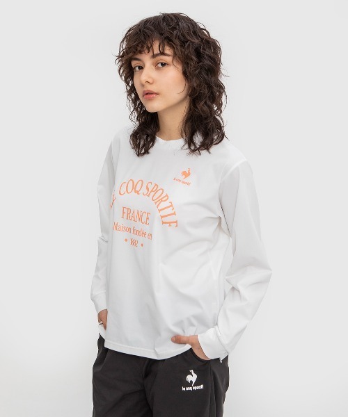 le coq sportif（ルコックスポルティフ）の「ルコック ヘランカハイゲージニットロングスリーブシャツ スポーツウエア レディース 長袖シャツ 吸汗速乾 UVカット エコ トレーニングウエア（Tシャツ/カットソー・レディース・ホワイト/ブラック/ネイビー/ブラウン・M/XL/S/L）」の18枚目の写真