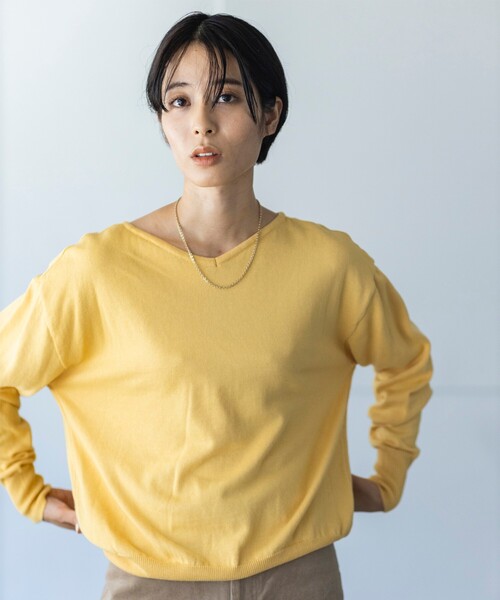 THE SHOP TK （ザ ショップ ティーケー ）の「◆【前後2way/オーガニックコットン】ベーシックニット（ニット/セーター・レディース・ブラック/イエロー/ブルー/ライトベージュ/ホワイト系その他3/ピンク系・11/12/13）」の17枚目の写真