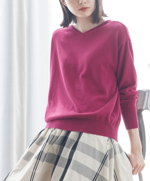 THE SHOP TK （ザ ショップ ティーケー ）の「◆【前後2way/オーガニックコットン】ベーシックニット（ニット/セーター・レディース・ブラック/イエロー/ブルー/ライトベージュ/ホワイト系その他3/ピンク系・11/12/13）」の6枚目の写真