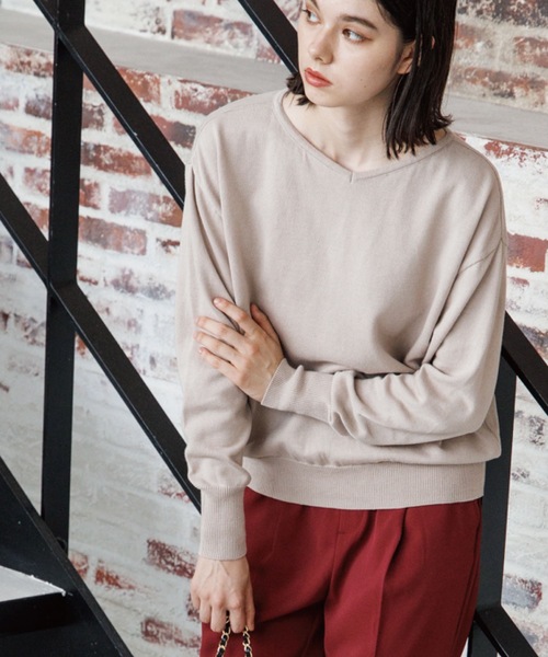 THE SHOP TK （ザ ショップ ティーケー ）の「◆【前後2way/オーガニックコットン】ベーシックニット（ニット/セーター・レディース・ブラック/イエロー/ブルー/ライトベージュ/ホワイト系その他3/ピンク系・11/12/13）」の4枚目の写真