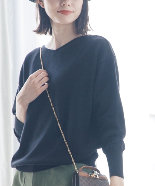 THE SHOP TK （ザ ショップ ティーケー ）の「◆【前後2way/オーガニックコットン】ベーシックニット（ニット/セーター・レディース・ブラック/イエロー/ブルー/ライトベージュ/ホワイト系その他3/ピンク系・11/12/13）」の3枚目の写真