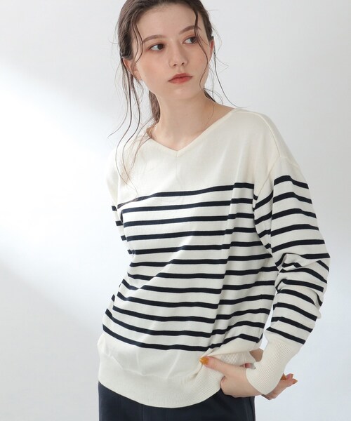 THE SHOP TK （ザ ショップ ティーケー ）の「◆【前後2way/オーガニックコットン】ベーシックニット（ニット/セーター・レディース・ブラック/イエロー/ブルー/ライトベージュ/ホワイト系その他3/ピンク系・11/12/13）」の10枚目の写真