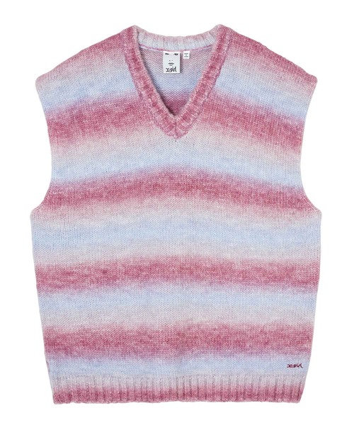 X-girl（エックスガール）の「GRADATION KNIT VEST（ベスト・レディース・バーガンディー/グレー/イエロー・ONE SIZE）」の17枚目の写真