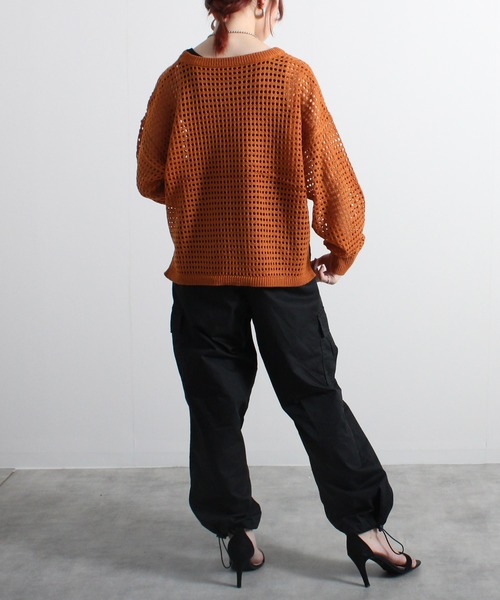 Fizz(フィズ)の「【Fizz/フィズ】 メッシュニットプルオーバー(ニット/セーター・レディース・ブラック/オレンジ/アイボリー・M)」の16枚目の写真
