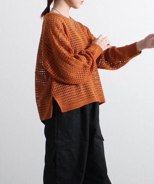 Fizz(フィズ)の「【Fizz/フィズ】 メッシュニットプルオーバー(ニット/セーター・レディース・ブラック/オレンジ/アイボリー・M)」の17枚目の写真