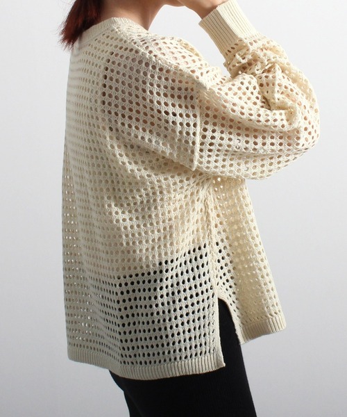 Fizz(フィズ)の「【Fizz/フィズ】 メッシュニットプルオーバー(ニット/セーター・レディース・ブラック/オレンジ/アイボリー・M)」の11枚目の写真