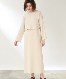 THE SHOP TK  | 【洗える/2点セット】リブニットワンピース(ワンピース)