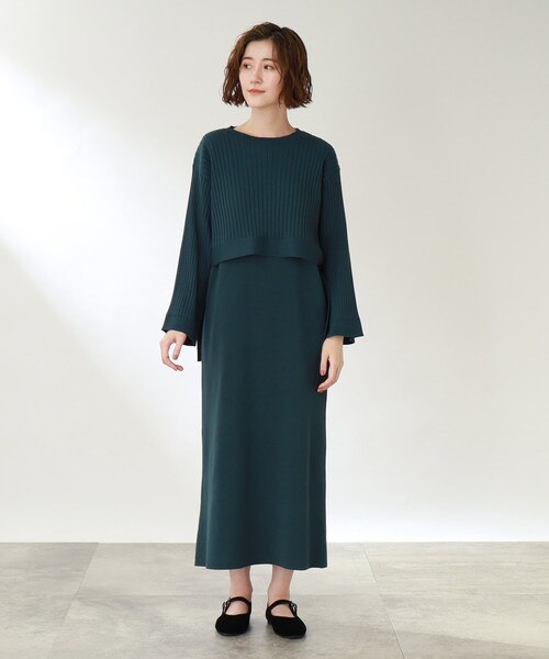 THE SHOP TK （ザ ショップ ティーケー ）の「◆【洗える/2点セット】リブニットワンピース（ワンピース・レディース・ブラック/ライトベージュ/ダークグリーン・13/12）」の22枚目の写真