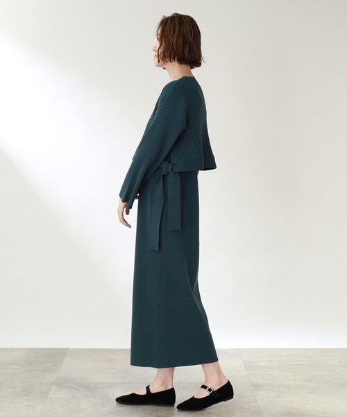 THE SHOP TK （ザ ショップ ティーケー ）の「◆【洗える/2点セット】リブニットワンピース（ワンピース・レディース・ブラック/ライトベージュ/ダークグリーン・13/12）」の7枚目の写真