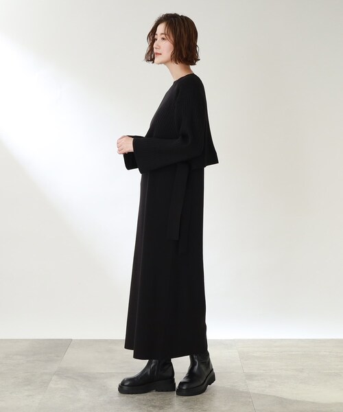 THE SHOP TK （ザ ショップ ティーケー ）の「◆【洗える/2点セット】リブニットワンピース（ワンピース・レディース・ブラック/ライトベージュ/ダークグリーン・13/12）」の5枚目の写真