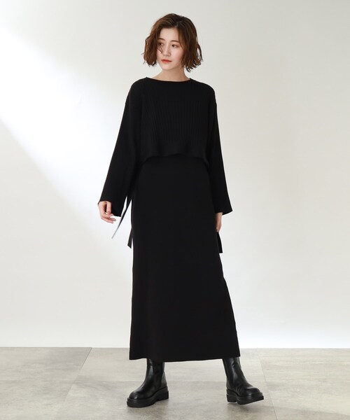 THE SHOP TK （ザ ショップ ティーケー ）の「◆【洗える/2点セット】リブニットワンピース（ワンピース・レディース・ブラック/ライトベージュ/ダークグリーン・13/12）」の16枚目の写真