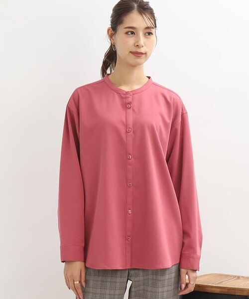 SHOO・LA・RUE（シューラルー）の「◆バンドカラー前開きシャツ（シャツ/ブラウス・レディース・ホワイト系/ピンク系/サンドベージュ・00）」の4枚目の写真