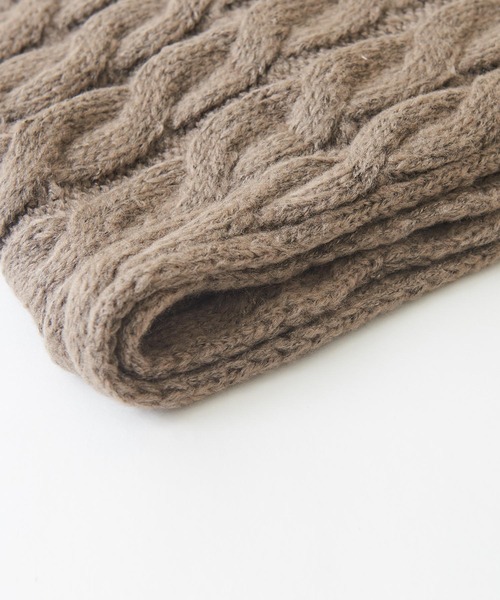 CUBE SUGAR（キューブシュガー）の「WEB限定ケーブル柄ポケット付きニットストール（ストール/ショール・レディース・ベージュ/モカ/ブラック・M）」の14枚目の写真