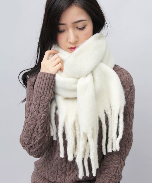 Adererror マフラー　White セール】REPREVE 大判 ブークレーストール / ブークレ / マフラー