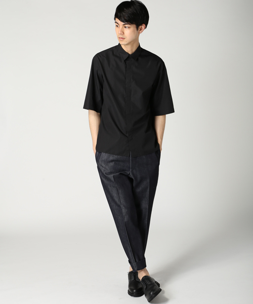 EDIFICE（エディフィス）の「◇120/2 タイプライター レギュラーヒヨクハンソデシャツ（シャツ/ブラウス・メンズ・ブラック/ホワイト・46/44/48）」の5枚目の写真