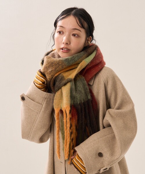 FREAK'S STORE（フリークスストア）の「【WEB限定】チェックボリュームマフラー（マフラー・レディース・ピンク/オレンジ/ブラック/ブルー・ONE SIZE）」の10枚目の写真