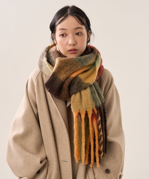 FREAK'S STORE（フリークスストア）の「【WEB限定】チェックボリュームマフラー（マフラー・レディース・ピンク/オレンジ/ブラック/ブルー・ONE SIZE）」の11枚目の写真