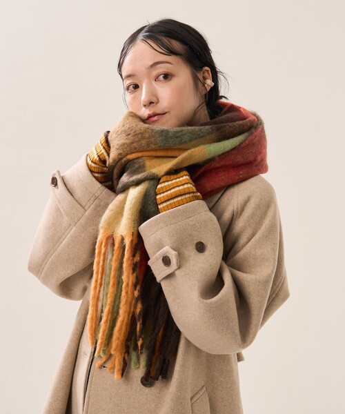 FREAK'S STORE（フリークスストア）の「【WEB限定】チェックボリュームマフラー（マフラー・レディース・ピンク/オレンジ/ブラック/ブルー・ONE SIZE）」の12枚目の写真