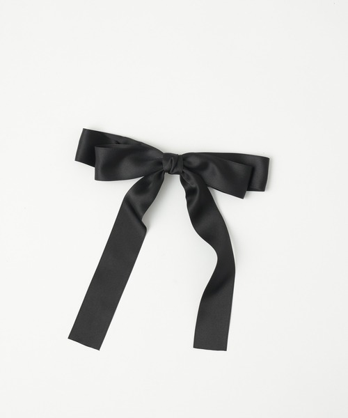 one after another NICE CLAUP(ワンアフターアナザーナイスクラップ)の「サテンリボンバレッタ(バレッタ/ヘアクリップ・レディース・ブラック/オフホワイト・FREE)」の1枚目の写真