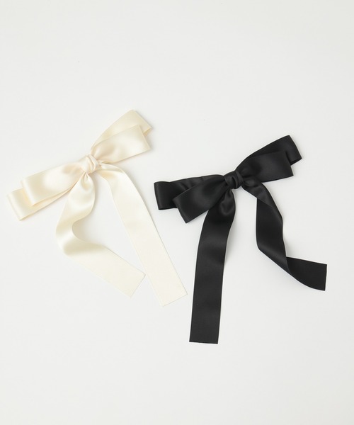 one after another NICE CLAUP(ワンアフターアナザーナイスクラップ)の「サテンリボンバレッタ(バレッタ/ヘアクリップ・レディース・ブラック/オフホワイト・FREE)」の7枚目の写真