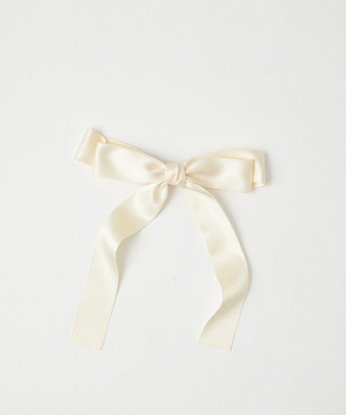one after another NICE CLAUP(ワンアフターアナザーナイスクラップ)の「サテンリボンバレッタ(バレッタ/ヘアクリップ・レディース・ブラック/オフホワイト・FREE)」の5枚目の写真