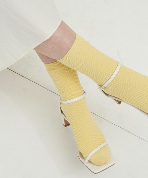 Aunt Marie's（アントマリーズ）の「シンプルリブソックス / カラーソックス（ソックス/靴下・レディース・ダークグレー/マスタード/ブルー/ホワイト/ブラック/ベージュ/ライトグレー/ライトグリーン/ピンク/イエロー・FREE）」の9枚目の写真