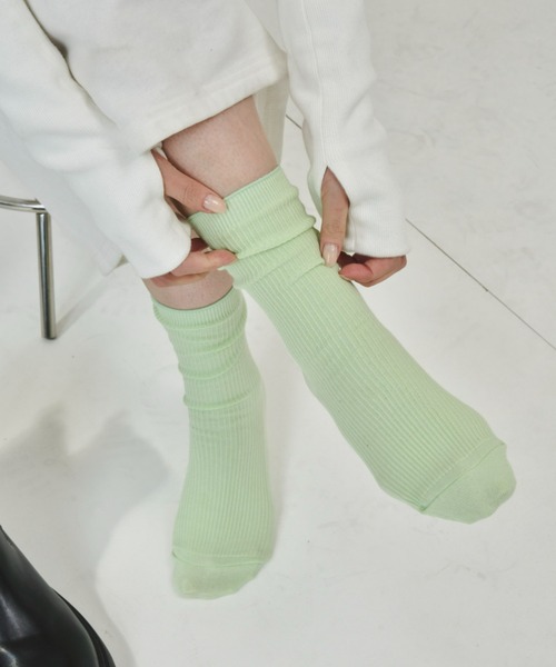 Aunt Marie's（アントマリーズ）の「シンプルリブソックス / カラーソックス（ソックス/靴下・レディース・ダークグレー/マスタード/ブルー/ホワイト/ブラック/ベージュ/ライトグレー/ライトグリーン/ピンク/イエロー・FREE）」の7枚目の写真