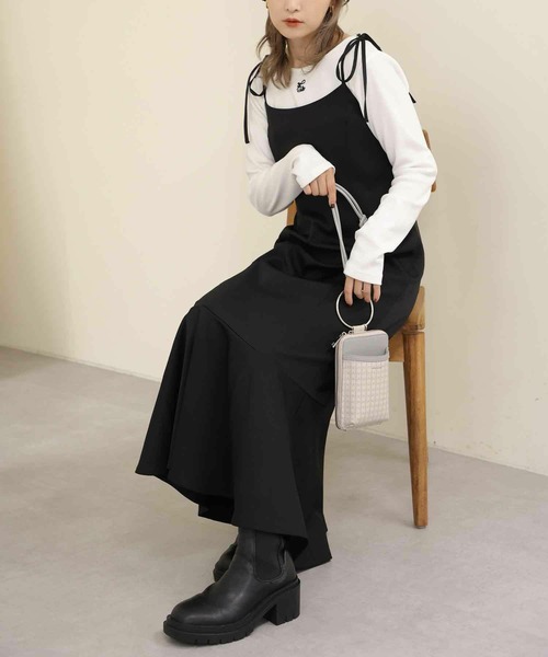 one after another NICE CLAUP(ワンアフターアナザーナイスクラップ)の「【着丈の調節可能】 肩リボンマーメイドキャミワンピース(ワンピース・レディース・ブラック系その他/アイボリー/ベージュ系その他/ブラック・FREE)」の21枚目の写真