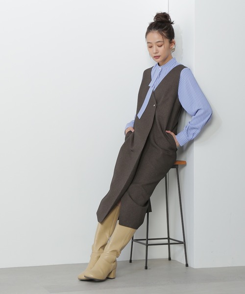 N.（N. Natural Beauty Basic）（エヌエヌナチュラルビューティーベーシック）の「◆ストライプリボンタイブラウス（シャツ/ブラウス・レディース・ホワイト系その他/ブルー系その他・MEDIUM）」の6枚目の写真