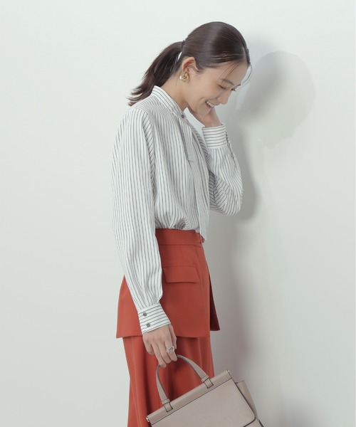 N.（N. Natural Beauty Basic）（エヌエヌナチュラルビューティーベーシック）の「◆ストライプリボンタイブラウス（シャツ/ブラウス・レディース・ホワイト系その他/ブルー系その他・MEDIUM）」の8枚目の写真