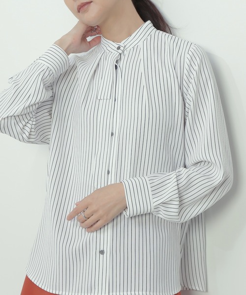 N.（N. Natural Beauty Basic）（エヌエヌナチュラルビューティーベーシック）の「◆ストライプリボンタイブラウス（シャツ/ブラウス・レディース・ホワイト系その他/ブルー系その他・MEDIUM）」の10枚目の写真