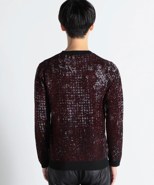 HIDEAWAYS NICOLE（ハイダウェイニコル）の「ブロークンチェックジャカードニット（ニット/セーター・メンズ・ホワイト×ブラック/ブラック/ボルドー・LARGE/MEDIUM/X-LARGE）」の11枚目の写真