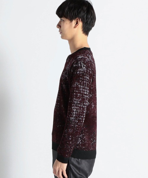 HIDEAWAYS NICOLE（ハイダウェイニコル）の「ブロークンチェックジャカードニット（ニット/セーター・メンズ・ホワイト×ブラック/ブラック/ボルドー・LARGE/MEDIUM/X-LARGE）」の10枚目の写真