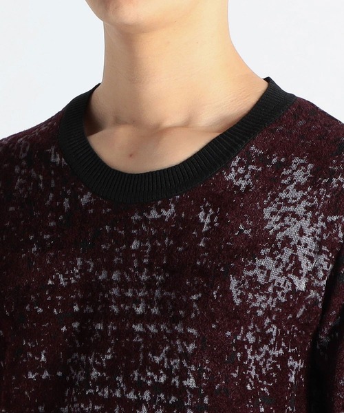 HIDEAWAYS NICOLE（ハイダウェイニコル）の「ブロークンチェックジャカードニット（ニット/セーター・メンズ・ホワイト×ブラック/ブラック/ボルドー・LARGE/MEDIUM/X-LARGE）」の9枚目の写真