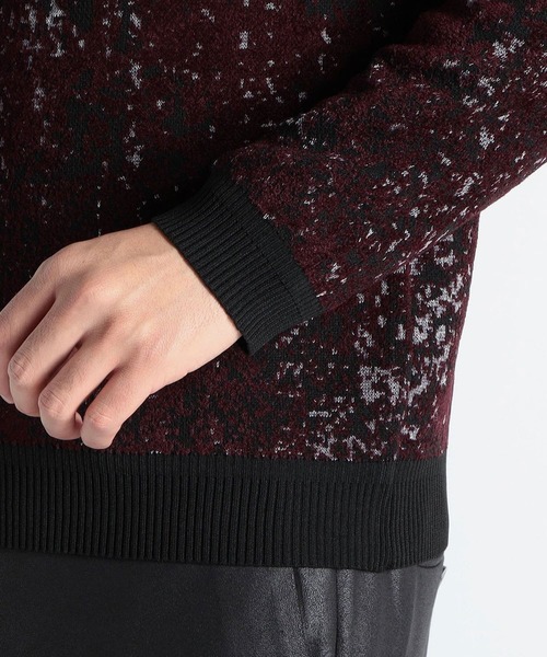 HIDEAWAYS NICOLE（ハイダウェイニコル）の「ブロークンチェックジャカードニット（ニット/セーター・メンズ・ホワイト×ブラック/ブラック/ボルドー・LARGE/MEDIUM/X-LARGE）」の8枚目の写真