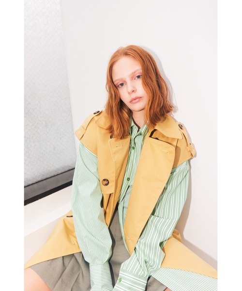 STRATA◆スラブスキッパーニットシャツ/FREE/レーヨン/GRY/SHD0011 STRATA(エストラータ) / スラブスキッパーニットシャツ/FREE