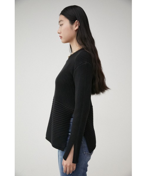 ニット セーター Patchwork Asymmetry Top レディース GYDA ニット セーター Symmetry GYDAインターシャニットトップス