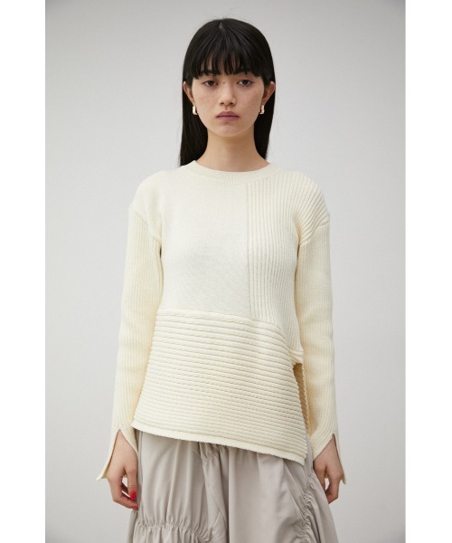 ニット セーター Patchwork Asymmetry Top レディース GRANCY】ZipDesign Asymmetry Knit / ジップデザイン