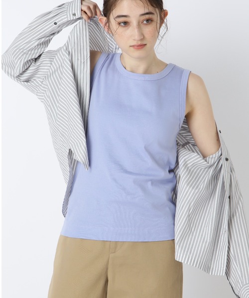 human woman（ヒューマンウーマン）の「◆オーガニックコットンタンクトップ（タンクトップ・レディース・クリアグリーン/ブルー/ベージュ/ブルー系その他/グレー系その他/ホワイト系その他/ブルー系その他2/ブラウン/グレー/ブラック/カーキ/イエロー/ブラウン系その他/ネイビー・MEDIUM）」の12枚目の写真