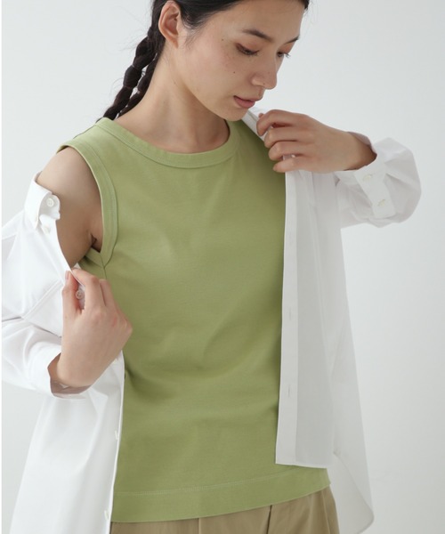 human woman（ヒューマンウーマン）の「◆オーガニックコットンタンクトップ（タンクトップ・レディース・クリアグリーン/ブルー/ベージュ/ブルー系その他/グレー系その他/ホワイト系その他/ブルー系その他2/ブラウン/グレー/ブラック/カーキ/イエロー/ブラウン系その他/ネイビー・MEDIUM）」の9枚目の写真