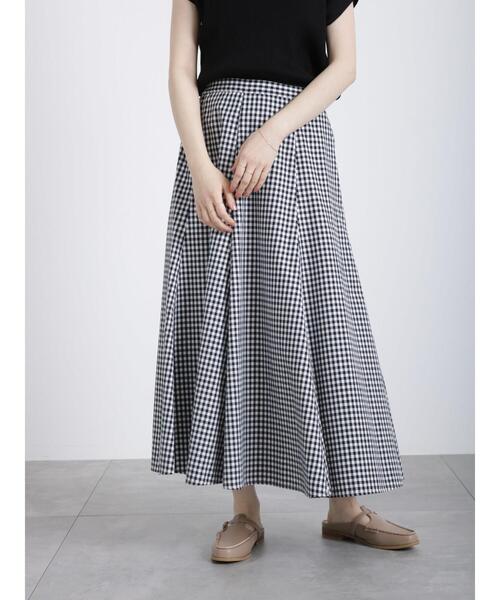 Samansa Mos2 blue（サマンサモスモスブルー）の「ギンガムチェックロングスカート（スカート・レディース・ブラック/グリーン/ブルー・ﾌﾘ-）」の15枚目の写真