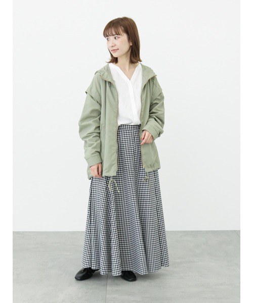 Samansa Mos2 blue（サマンサモスモスブルー）の「ギンガムチェックロングスカート（スカート・レディース・ブラック/グリーン/ブルー・ﾌﾘ-）」の4枚目の写真