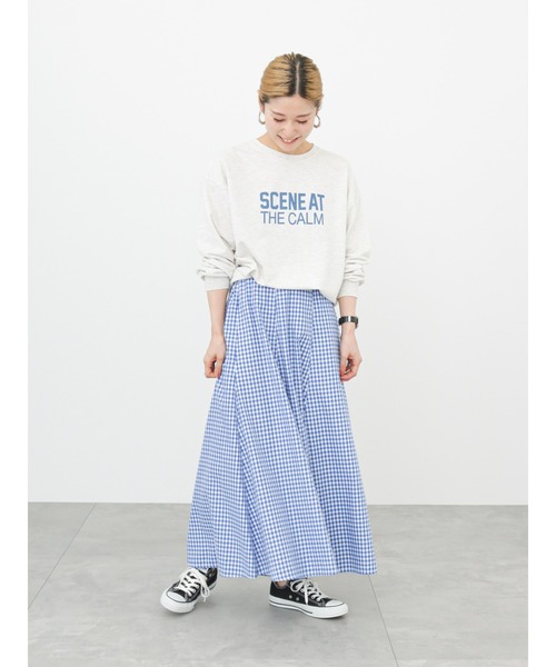 Samansa Mos2 blue（サマンサモスモスブルー）の「ギンガムチェックロングスカート（スカート・レディース・ブラック/グリーン/ブルー・ﾌﾘ-）」の20枚目の写真