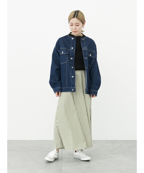 Samansa Mos2 blue（サマンサモスモスブルー）の「ギンガムチェックロングスカート（スカート・レディース・ブラック/グリーン/ブルー・ﾌﾘ-）」の10枚目の写真