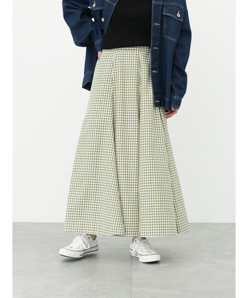Samansa Mos2 blue（サマンサモスモスブルー）の「ギンガムチェックロングスカート（スカート・レディース・ブラック/グリーン/ブルー・ﾌﾘ-）」の14枚目の写真