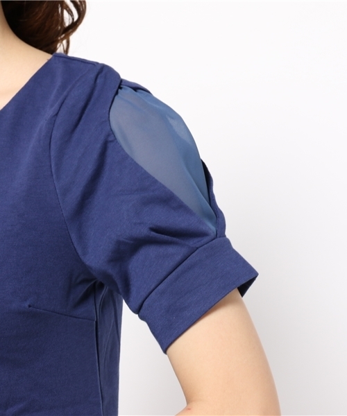 CIAOPANIC(チャオパニック)の「【Ciaopanic】 ショルダーリボン付CS(Tシャツ/カットソー・レディース・ホワイト/グレー/ネイビー・FREE)」の8枚目の写真