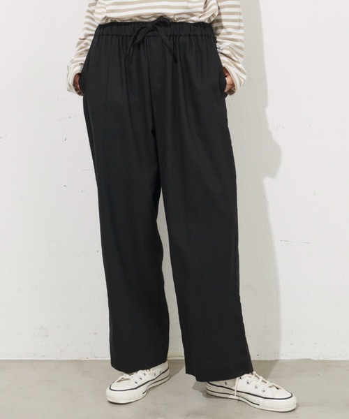 Libra Cue（リブラ キュー）の「リネンミックスイージーパンツ（スラックス・レディース・ブラック/グレイッシュベージュ/レッド・FREE）」の2枚目の写真