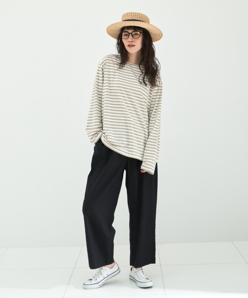 Libra Cue（リブラ キュー）の「リネンミックスイージーパンツ（スラックス・レディース・ブラック/グレイッシュベージュ/レッド・FREE）」の5枚目の写真